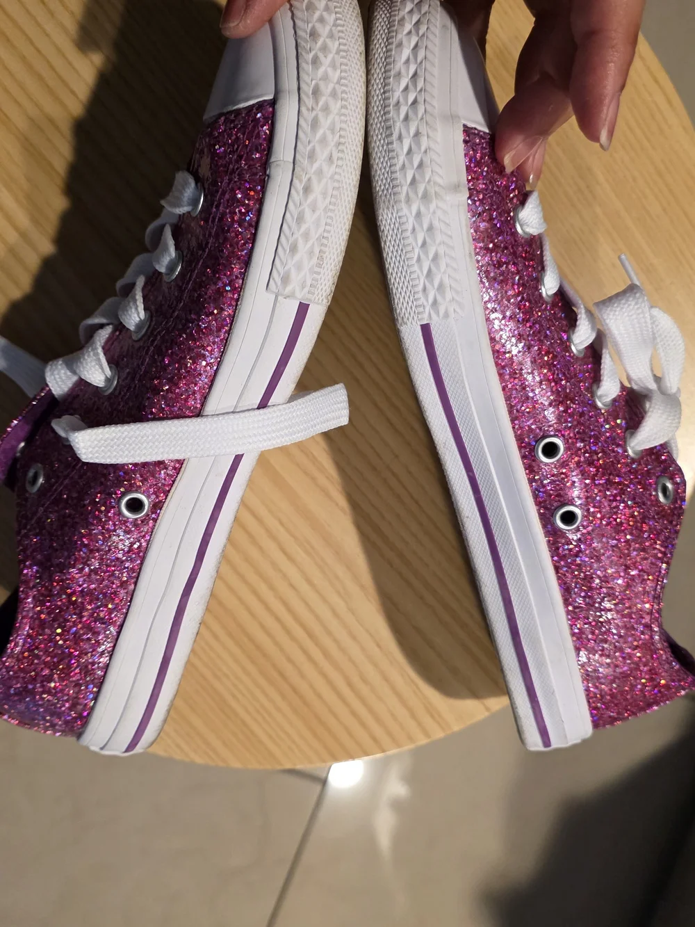 Converse Kids Junior Size 5 All Star Low Sneakers Pink Glitter